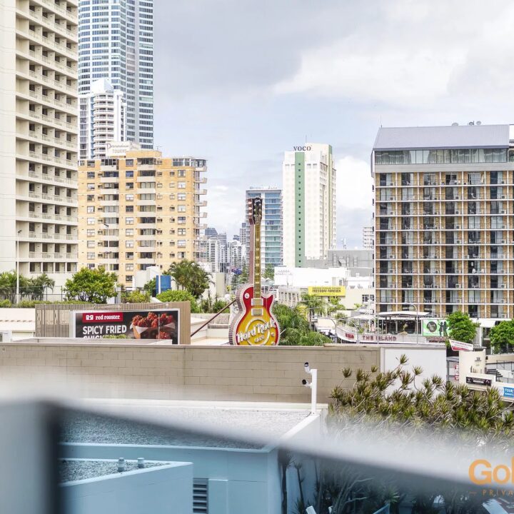 one-bedroom apartment balcony view over surfers paradise - Level 3