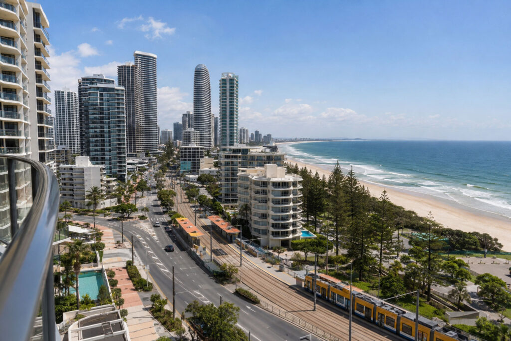Gold Coast coastline and transport links for comparing accommodation locations
