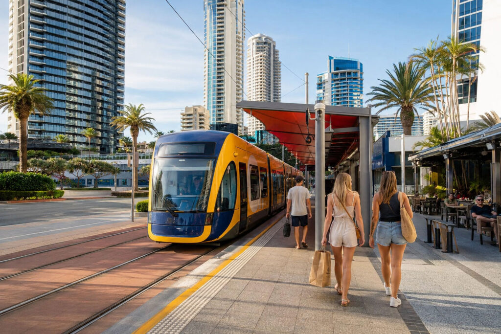 G:link light rail near Gold Coast accommodation for travellers staying without a car